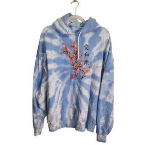 Artist Union Clothing Company Cherry Blossom Blue Tie Dye Unisex Hoodie Size L